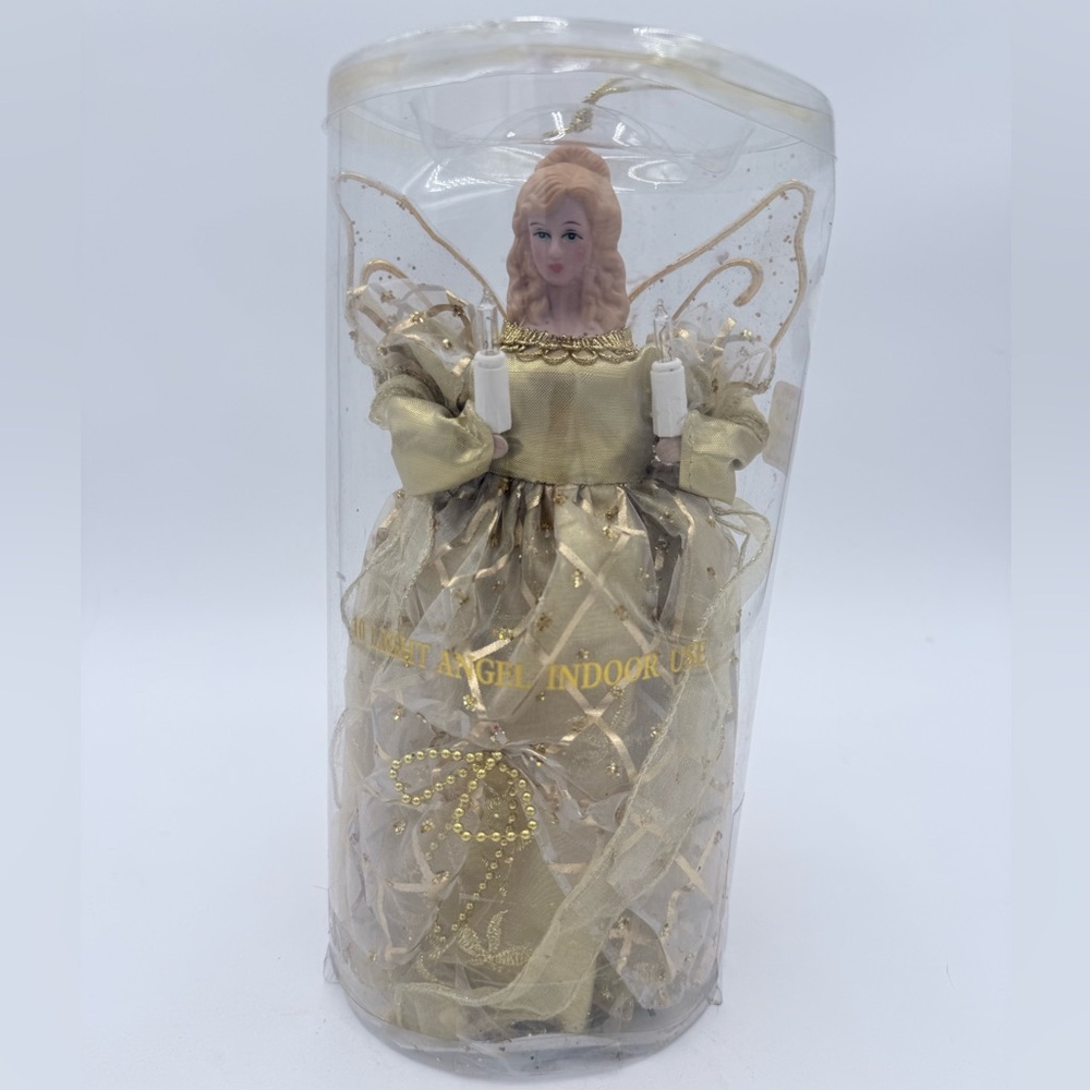 Beautiful Vintage Lace Angel Tree Topper/Table Top Lights Up NOB Sterling Inc